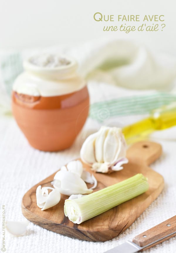 Pelures tendres d’ail frais, et tige centrale, à mixer ou infuser pour une sauce maison
