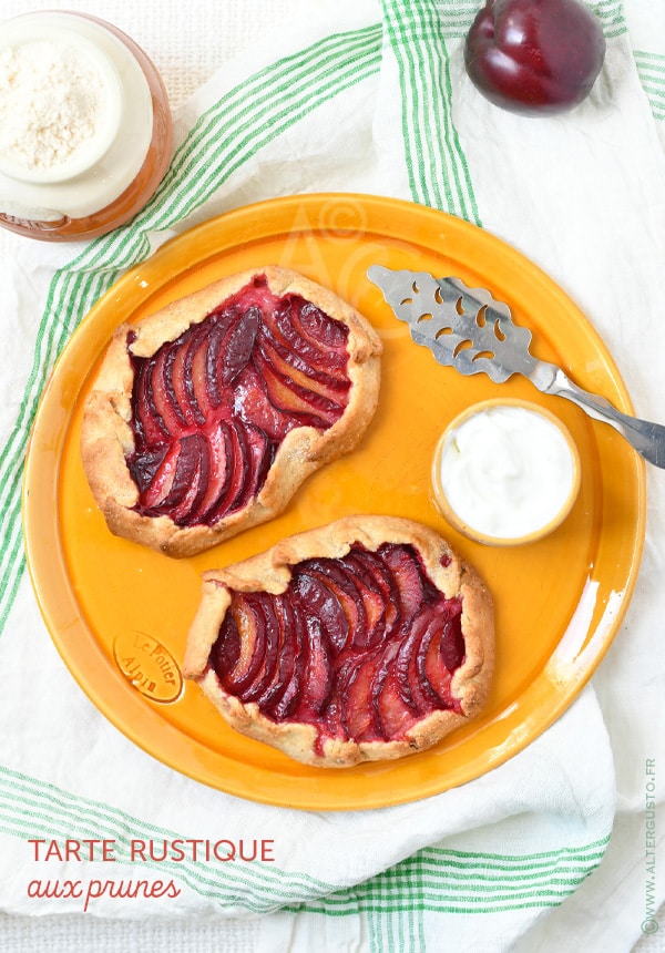 tarte sans moule aux prunes, pâte sucrée à l’huile d’olive
